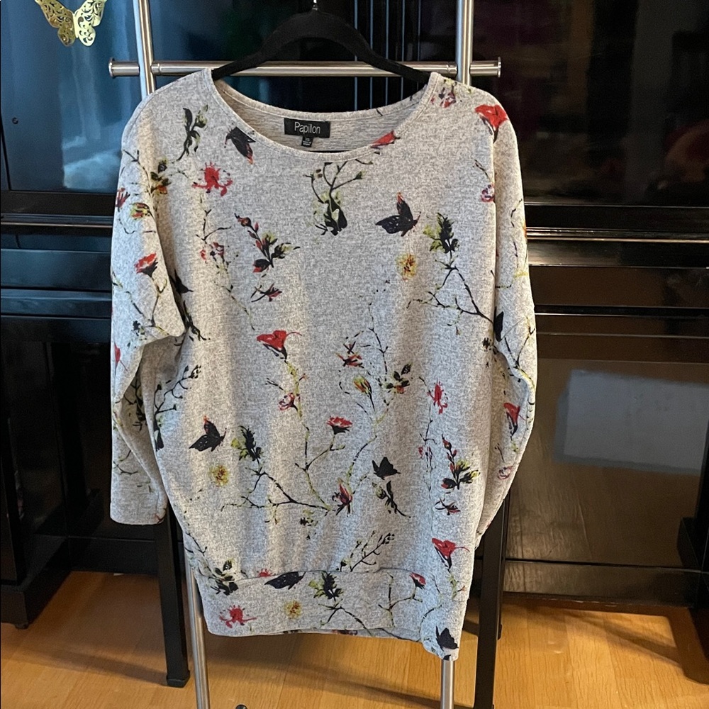 Papillio Gray Floral Sweater